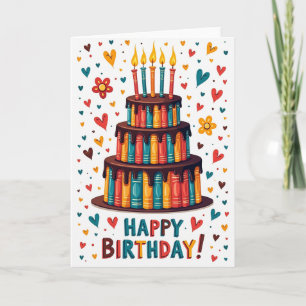Sweet Book Birthday Cake Card