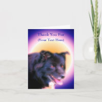 Sweet Border Collie Dog Art Thank You Card