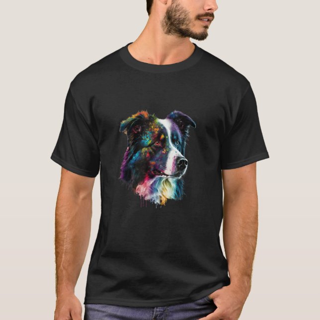 Sweet Border Collie Dog Portrait_7 T-Shirt (Front)