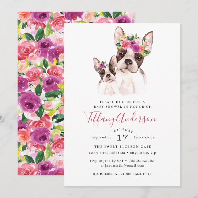 Sweet Boston Mum And Baby Floral Baby Shower Invitation (Front/Back)