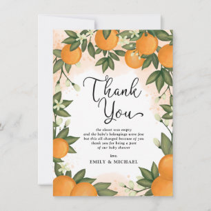 Sweet Botanical Citrus Oranges Baby Shower Favours Thank You Card