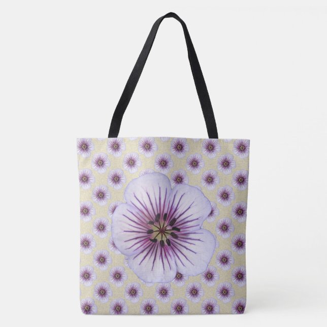 Sweet Botanical Floral Blue on any Colour Tote Bag (Front)