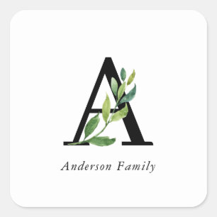 Sweet Botanical Monogram Square Sticker