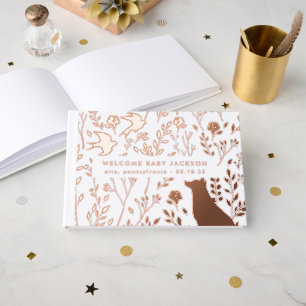 Sweet Botanical Wildlife Print Baby Shower Welcome Guest Book