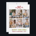 Sweet Bow Merry Christmas 6 Photo Grid Family Holiday Card<br><div class="desc">Share your joy with a touch of whimsy using this adorable multi-photo template featuring a hand-drawn bow. Easily customise with your favourite snapshots and family name for a high-end look that stands out.</div>