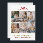 Sweet Bow Merry Christmas 6 Photo Grid Family Holiday Card<br><div class="desc">Share your joy with a touch of whimsy using this adorable multi-photo template featuring a hand-drawn bow. Easily customise with your favourite snapshots and family name for a high-end look that stands out.</div>