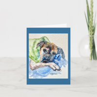 sweet boxer Charlie [Tank]Folded Thank You Card