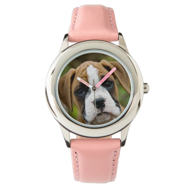 Sweet Boxer Puppy Dog Photo Girls Wristwatch (Front)