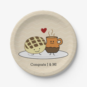 Sweet Bread and Hot Chocolate Pan caliente Mexican Paper Plate