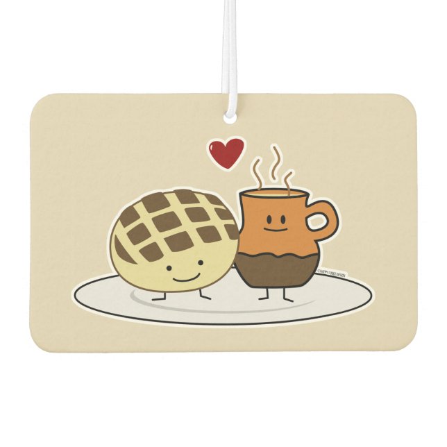 Sweet Bread Hot Chocolate Pan dulce Mexican concha Car Air Freshener (Front)