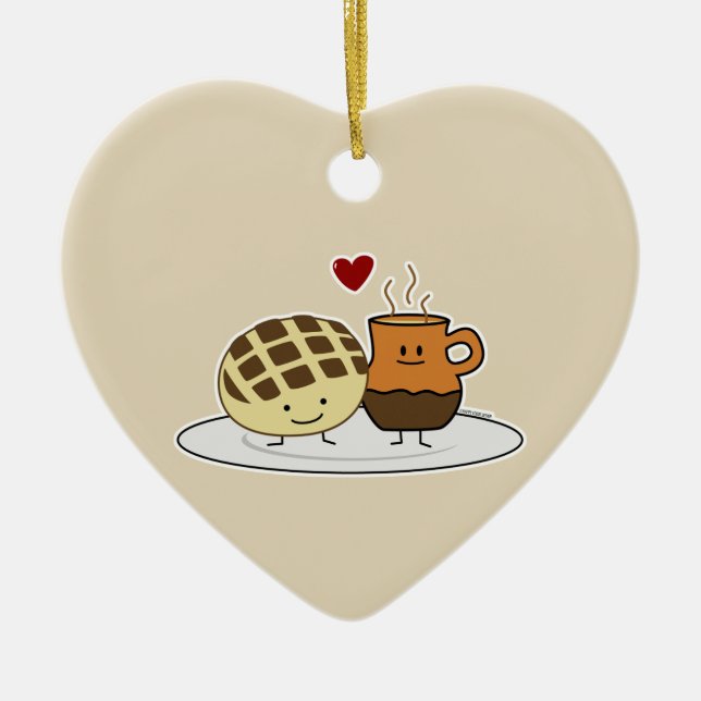 Sweet Bread Hot Chocolate Pan dulce Mexican concha Ceramic Tree Decoration (Front)