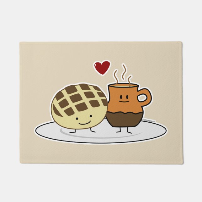 Sweet Bread Hot Chocolate Pan dulce Mexican concha Doormat (Front)