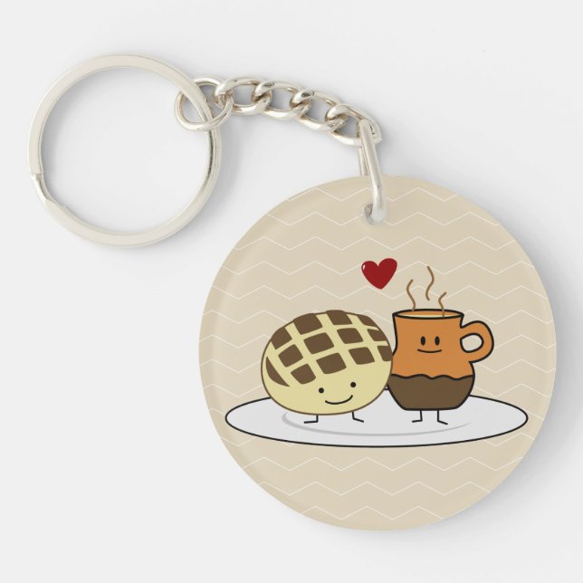 Sweet Bread Hot Chocolate Pan dulce Mexican concha Key Ring (Front)