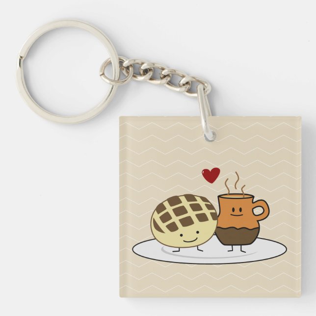Sweet Bread Hot Chocolate Pan dulce Mexican concha Key Ring (Front)