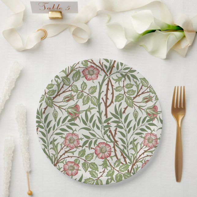 Sweet Briar Climbing Rose Pattern Paper Plate (Wedding)