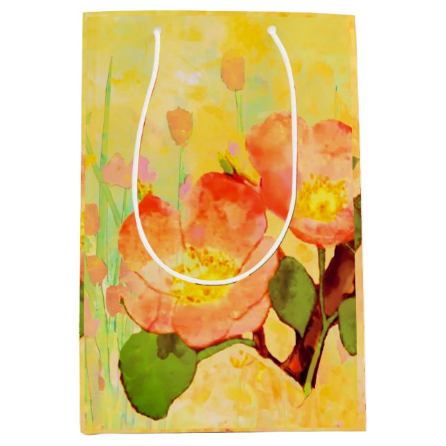 Sweet Briar Yellow Pinks Floral Gift Bag (Front)