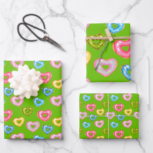 Sweet & Bright Doughnuts Doughnuts Series Design 1 Wrapping Paper Sheet (Front)