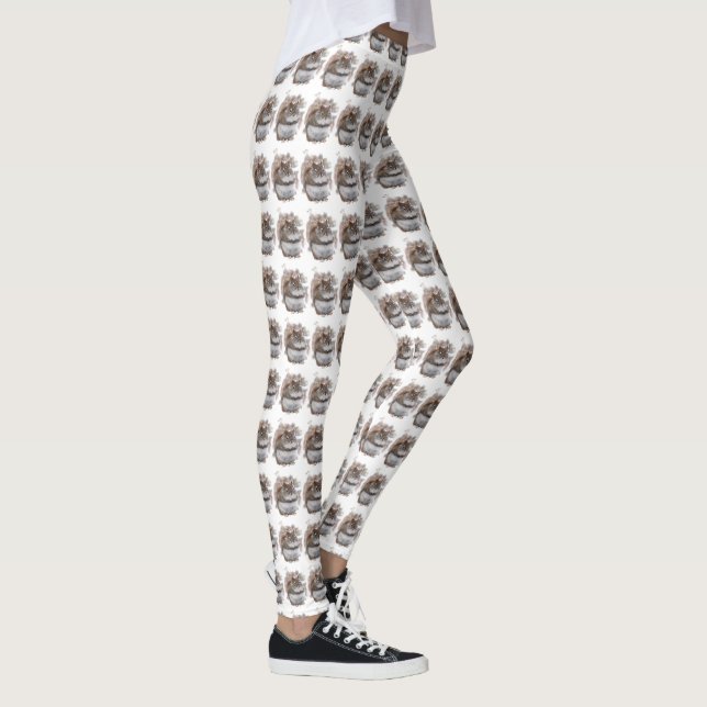 Sweet Brown and White Squirrel Animal Leggings (Right)