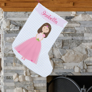 Sweet Brown Hair Princess Personalised Stocking