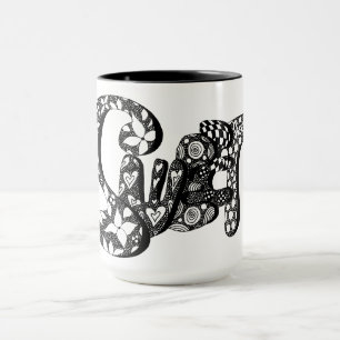 Sweet, Bubble Letter Art, Boho, Hippie Art Mug