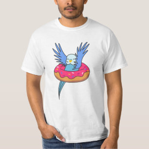 Sweet Budgies Funny Animals In Doughnut Pink T-Shirt