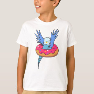Sweet Budgies Funny Animals In Doughnut Pink T-Shirt