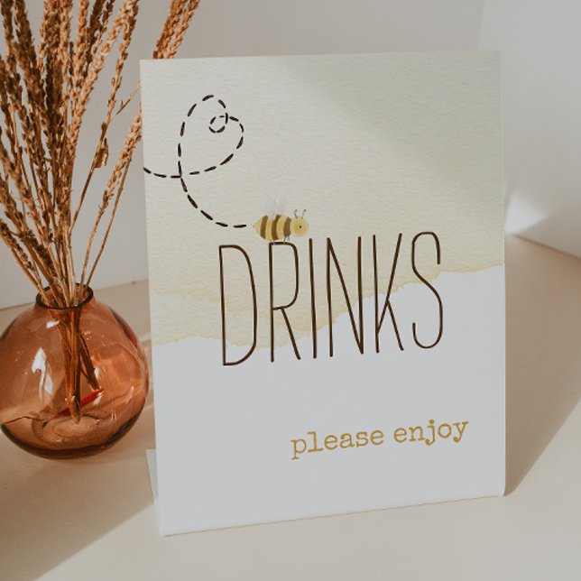 Sweet Bumble Bee Baby Shower Drinks Pedestal Sign (Creator Uploaded)