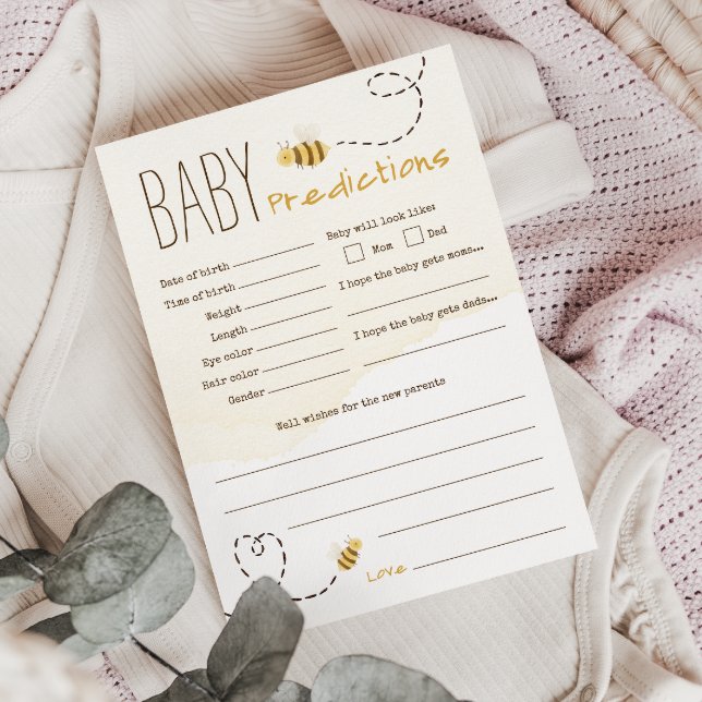 Sweet Bumble Bee Baby Shower Predictions Card (Creator Uploaded)