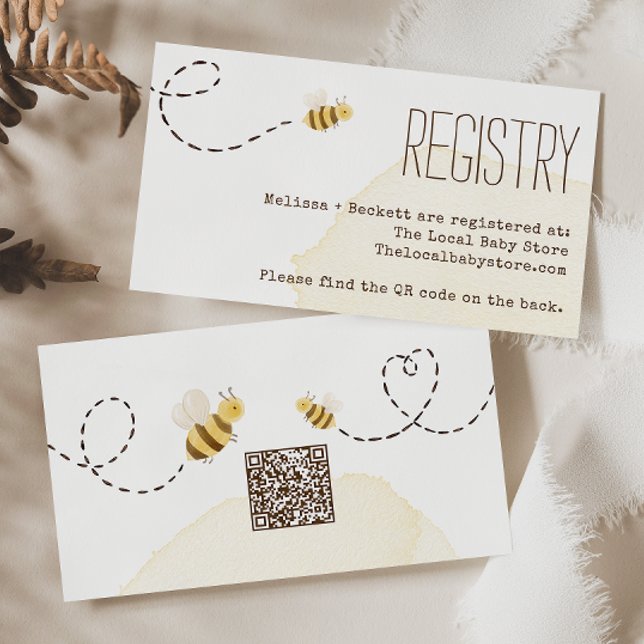 Sweet Bumble Bee Baby Shower Registry QR Code Enclosure Card (Creator Uploaded)