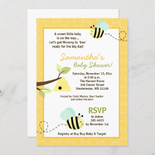 Sweet Bumble Bee Mummy to Bee Baby Shower Invite