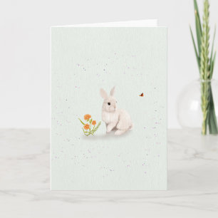 Sweet Bunny and Butterfly 5x7 Greeting Card 
