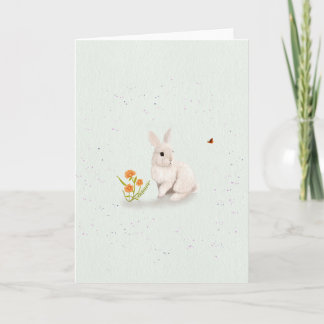 Sweet Bunny and Butterfly 5x7 Greeting Card