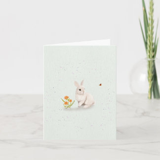 Sweet Bunny and Butterfly Small Greeting Card