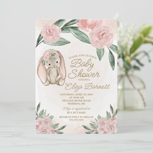 Sweet Bunny Baby Shower Invitation  (Standing Front)