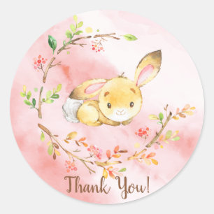 Sweet Bunny Baby Shower Thank You Favour Sticker