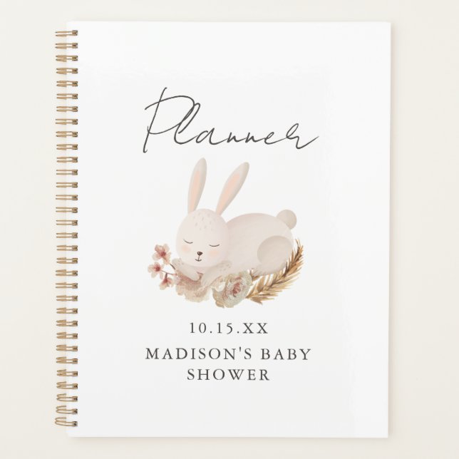Sweet Bunny Calligraphy Baby Shower Planner (Front)