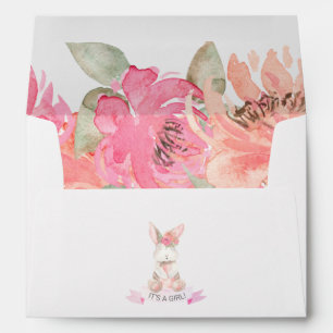 Sweet Bunny Floral Baby Shower Preprinted Address Envelope