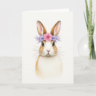 Sweet Bunny Floral Crown Card