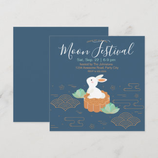 Sweet Bunny on Mooncake Mid-Autumn Festival Invitation