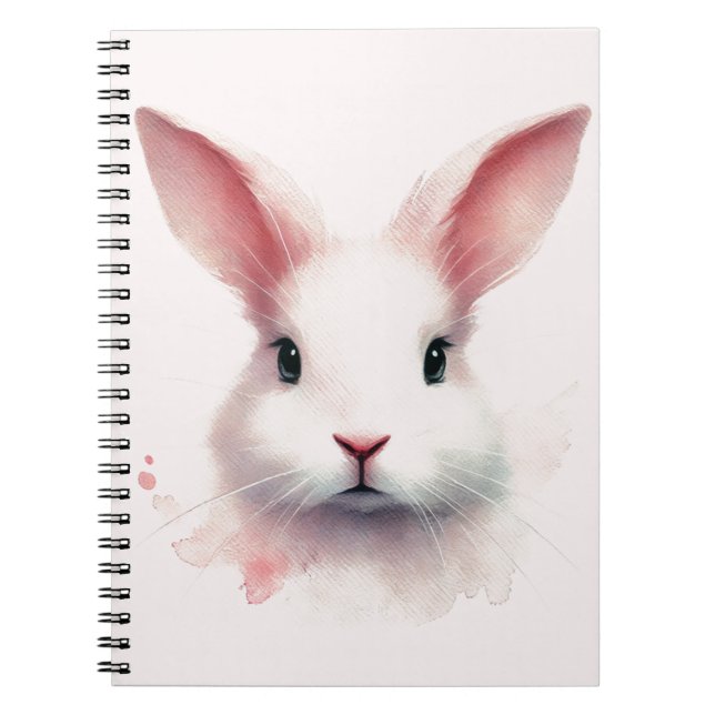 Sweet Bunny : Pastel Pink Spiral Notebook (Front)