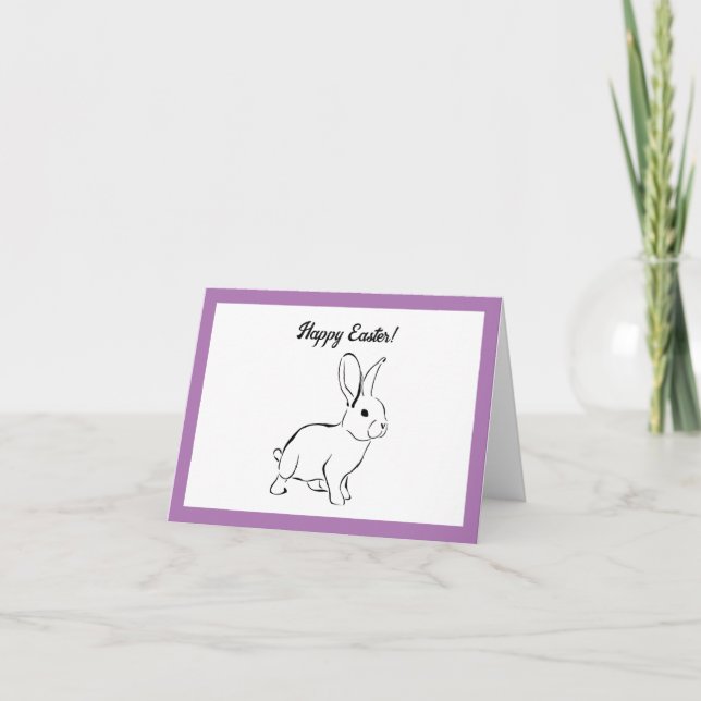Sweet Bunny Rabbit, Cute Spring or Easter Cartoon Card (Front)