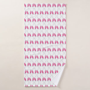 Sweet Bunny Rabbit Ears Print Easter Pink White Bath Towel Set