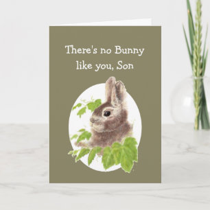 Sweet Bunny Rabbit Fun Birthday Son or Custom Card