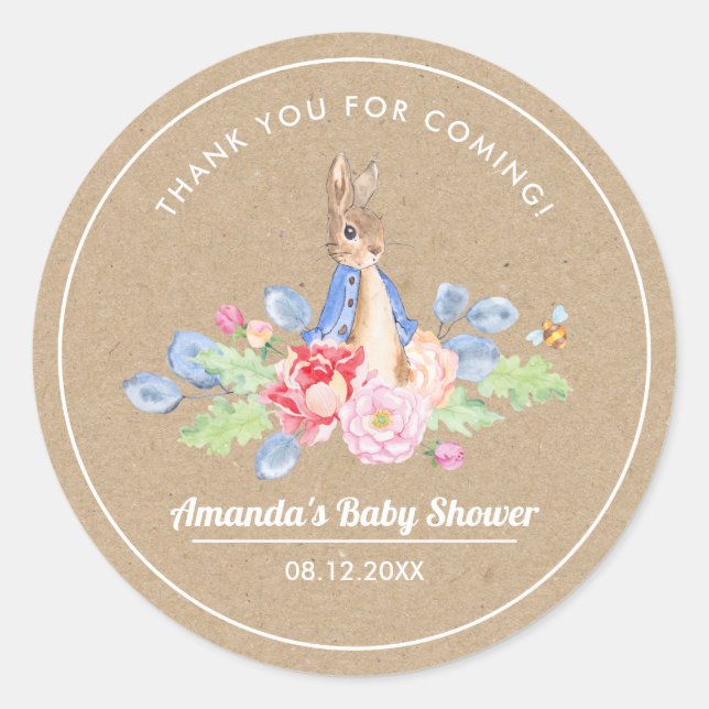 Sweet Bunny Thank You Baby Shower Favour Stickers (Front)