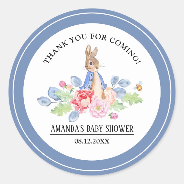 Sweet Bunny Thank You Baby Shower Favour Stickers (Front)