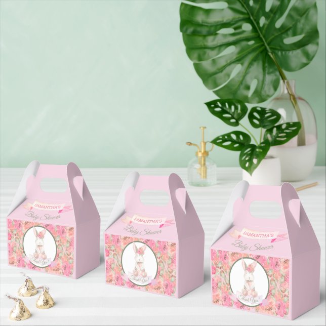 Sweet Bunny Watercolor Flowers Baby Shower Favour Box (Multiple)