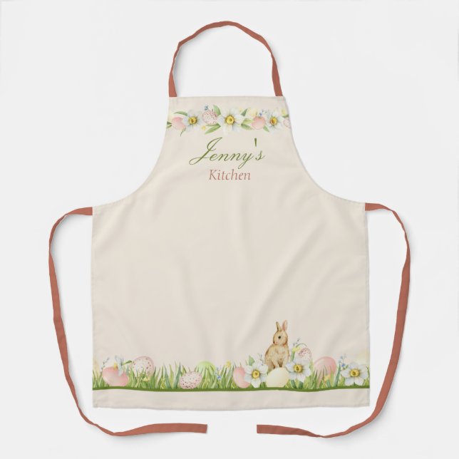 Sweet Bunny Watercolor Personalised Apron (Front)