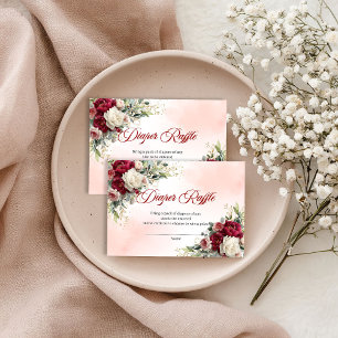 Sweet Burgundy Gold Floral Boho Diaper Raffle Card