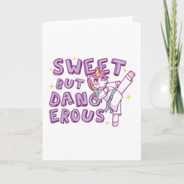 Sweet but dangerous Karate Unicorn Card (Front)