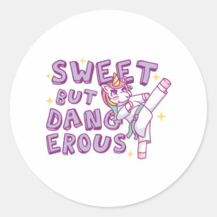 Sweet but dangerous Karate Unicorn Classic Round Sticker